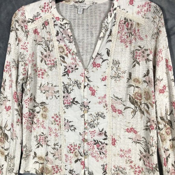 Lucky Brand Women’s Floral Shirt Pearl Buttons Size Small P - Picture 2 of 14
